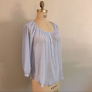 LC Lauren Conrad Pale Blue Heart Blouse